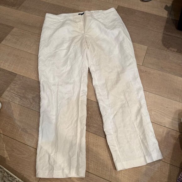 Liz Claiborne Womens White Straight Leg Linen Blend Career Pants Size 18 new - Picture 1 of 10